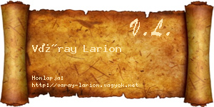 Váray Larion névjegykártya